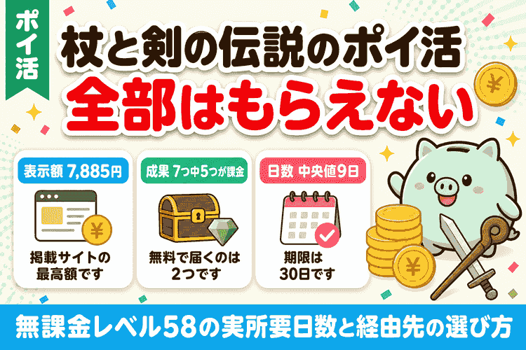 杖と剣の伝説のポイ活｜7,885円表示の中身と無課金レベル58の実所要日数