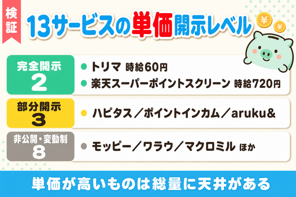 13サービスを時給換算で比べた一覧表の図