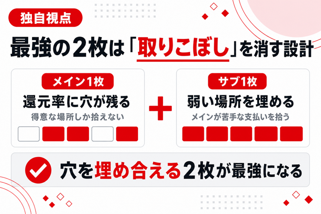 取りこぼし還元率を消す設計の考え方を示した図