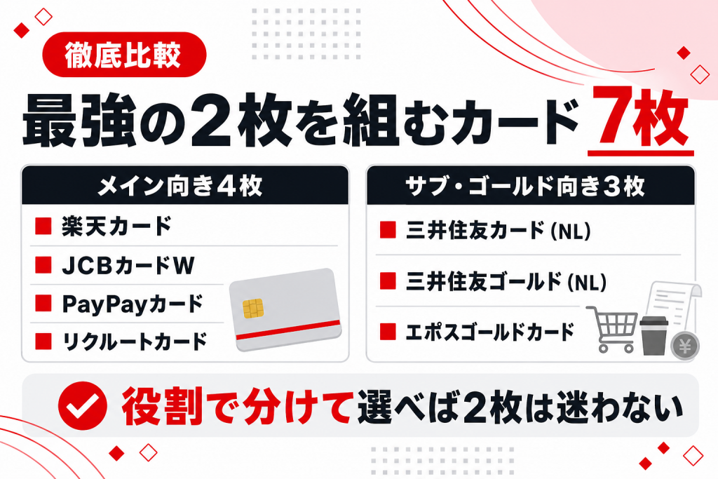 おすすめカード7枚を比較した一覧図
