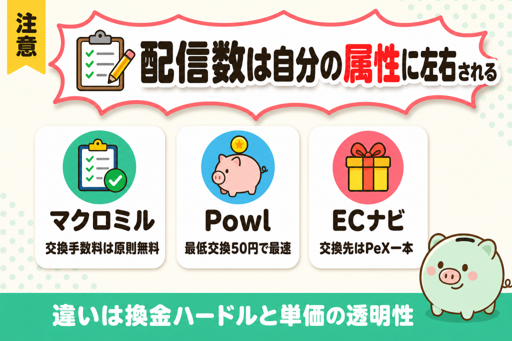 アンケート型3サービスの分類図（強みと向いている人）