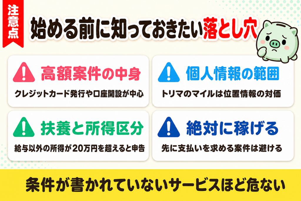 始める前に知っておきたい4つの注意点の要約図