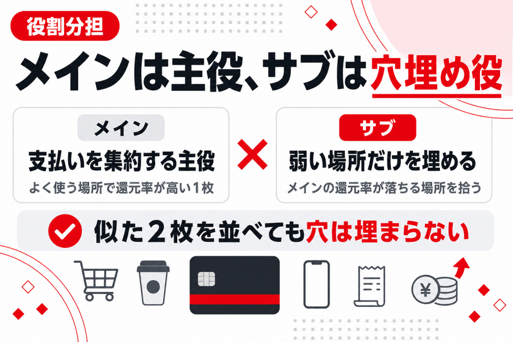 メインカードとサブカードの役割分担を示した図