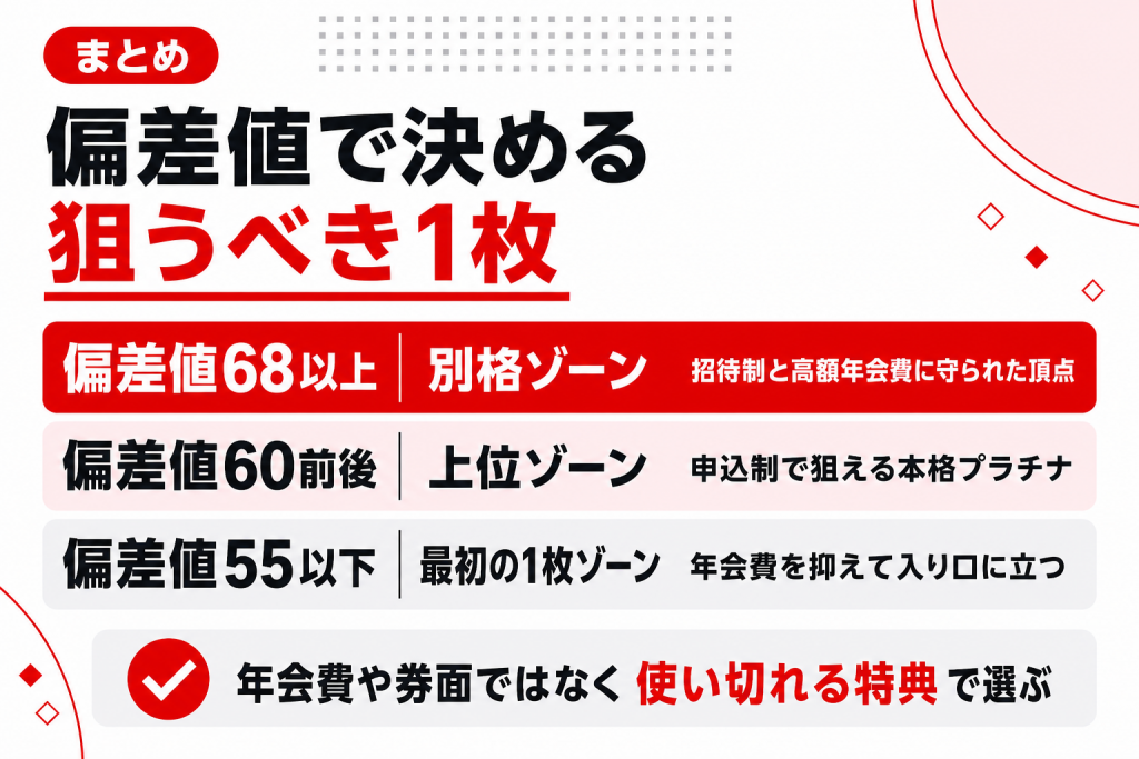 偏差値68以上の別格ゾーン・60前後の上位ゾーン・55以下の最初の1枚ゾーンという3つの分岐点の図