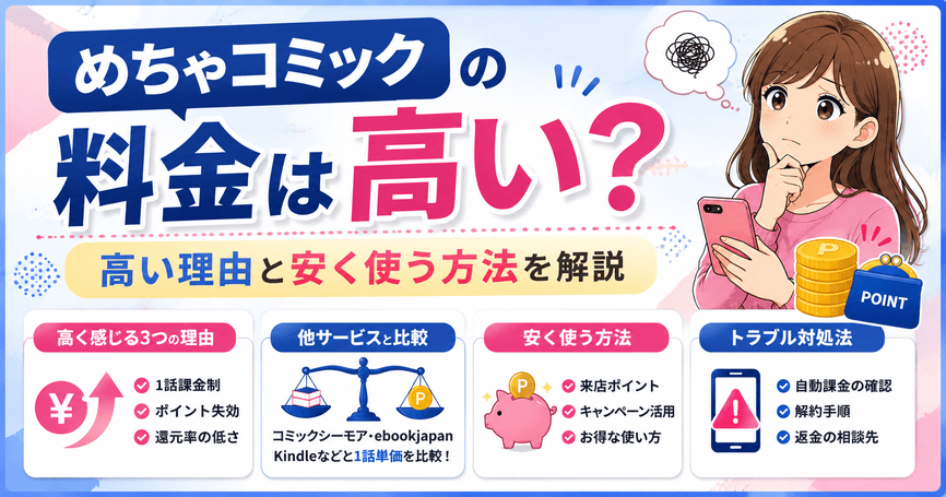 めちゃコミックの料金は高い？高い理由と安く使う方法を解説
