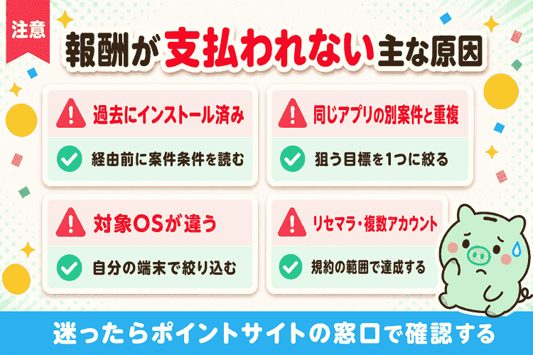 報酬が支払われない主な原因と対策の要約図