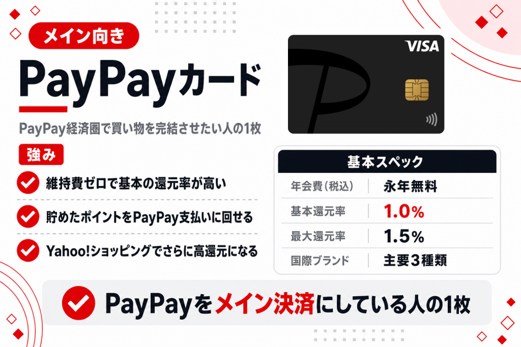 PayPayカードの特徴と還元率の要約図