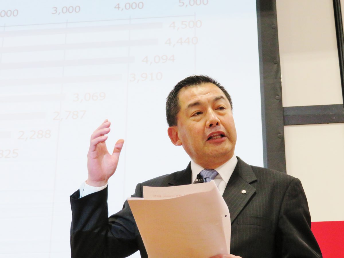 日本航空（ＪＡＬ）の大西賢会長が登壇　防災ツーリズム関連商品を説明（インバウンドマーケットEXPO2018）