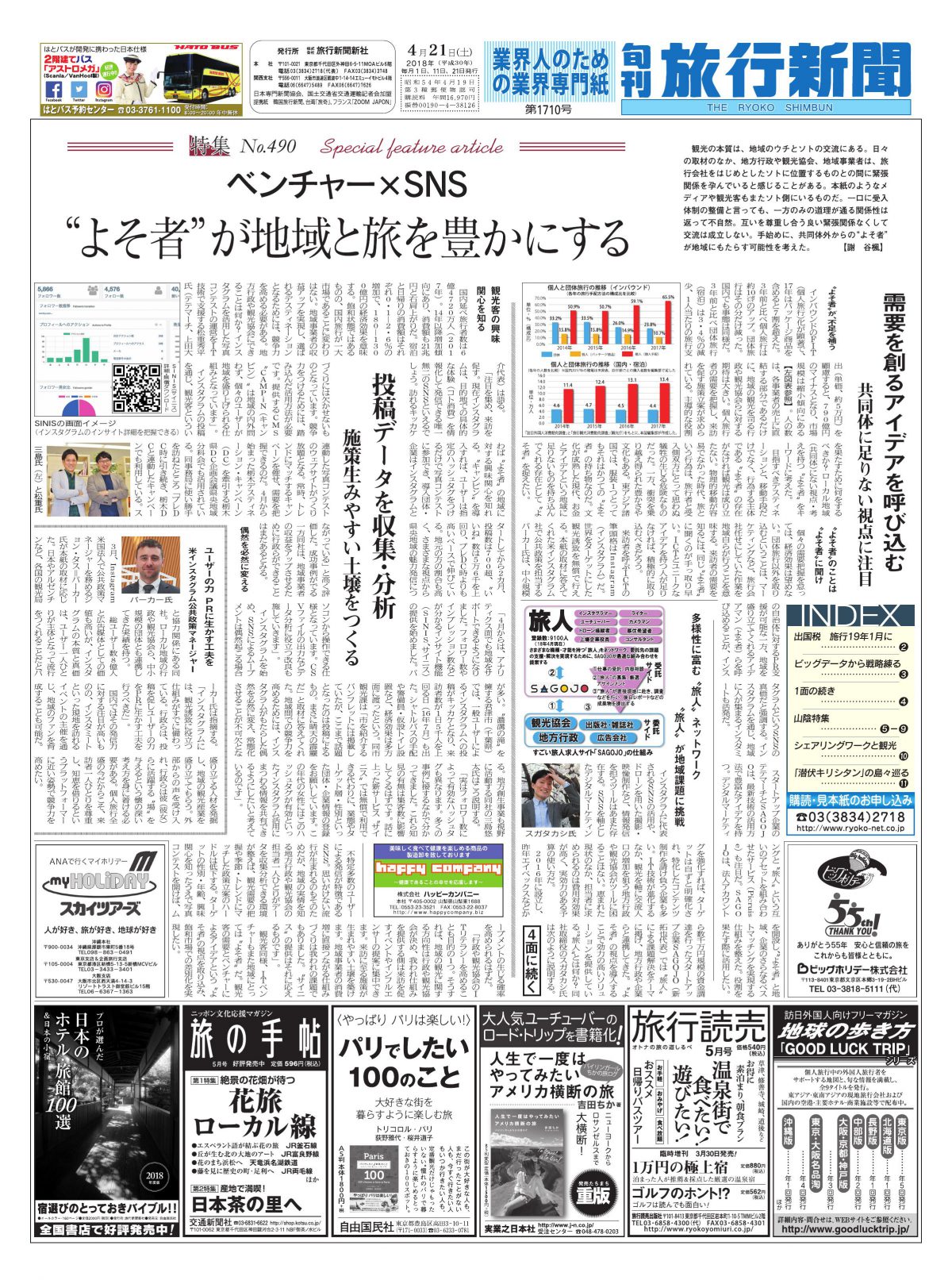 【特集 No.490】ベンチャー×SNS “よそ者”が地域と旅を豊かにする