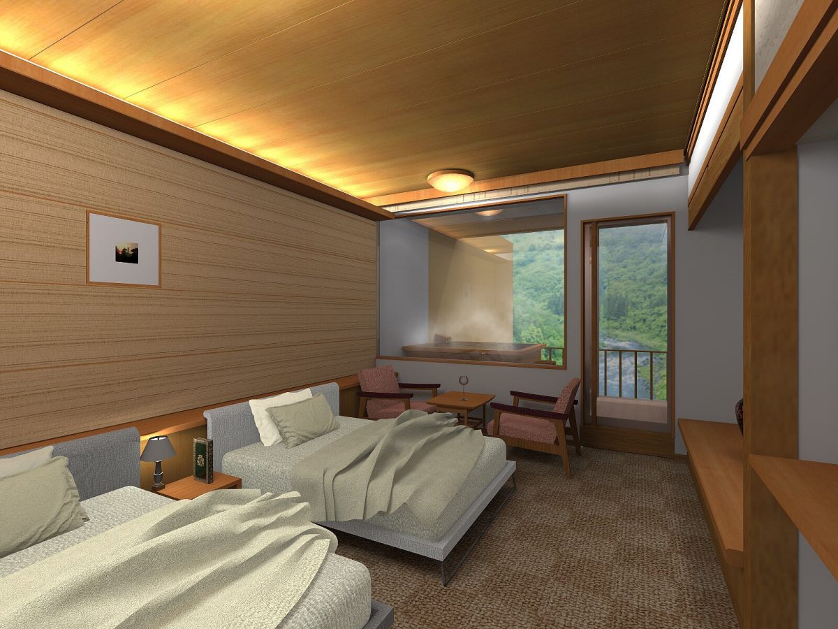 福島県・芦ノ牧温泉の丸峰観光ホテル　露天風呂付き客室を倍増