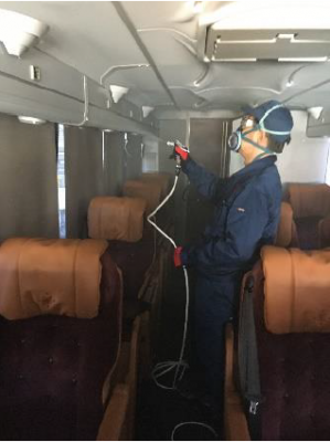 阪急交通社、光触媒の施工事業を開始　自社の観光バス「菫」に抗菌対策